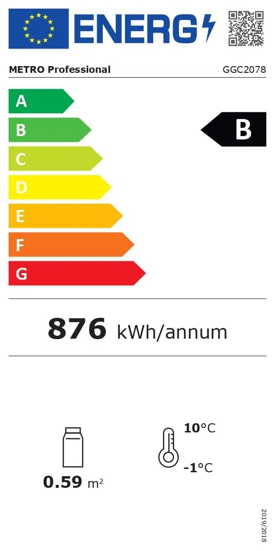 METRO Professional Vetrina Refrigerata GGC2078, Plastica/Vetro, 78 L, Termostato Digitale, Illuminazione LED, 3 Ripiani Regolabili, Bianco