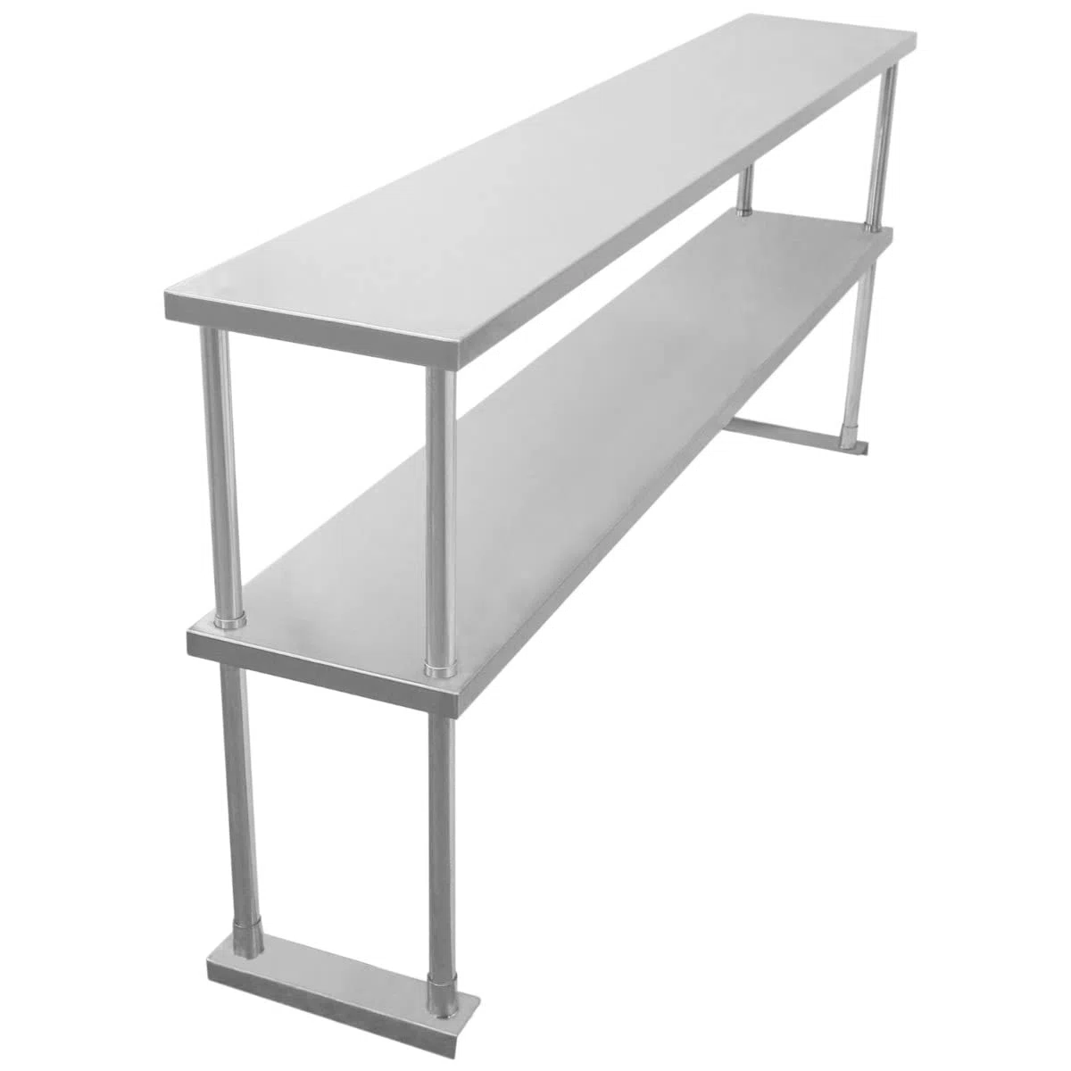 Ripiano con Mensole per Tavolo in Acciaio Inox da Cucina Ristorante, Sovrastruttura di Appoggio per Tavoli in Acciaio Inossidabile Resistente alla Corrosione - Doppia - 180cm