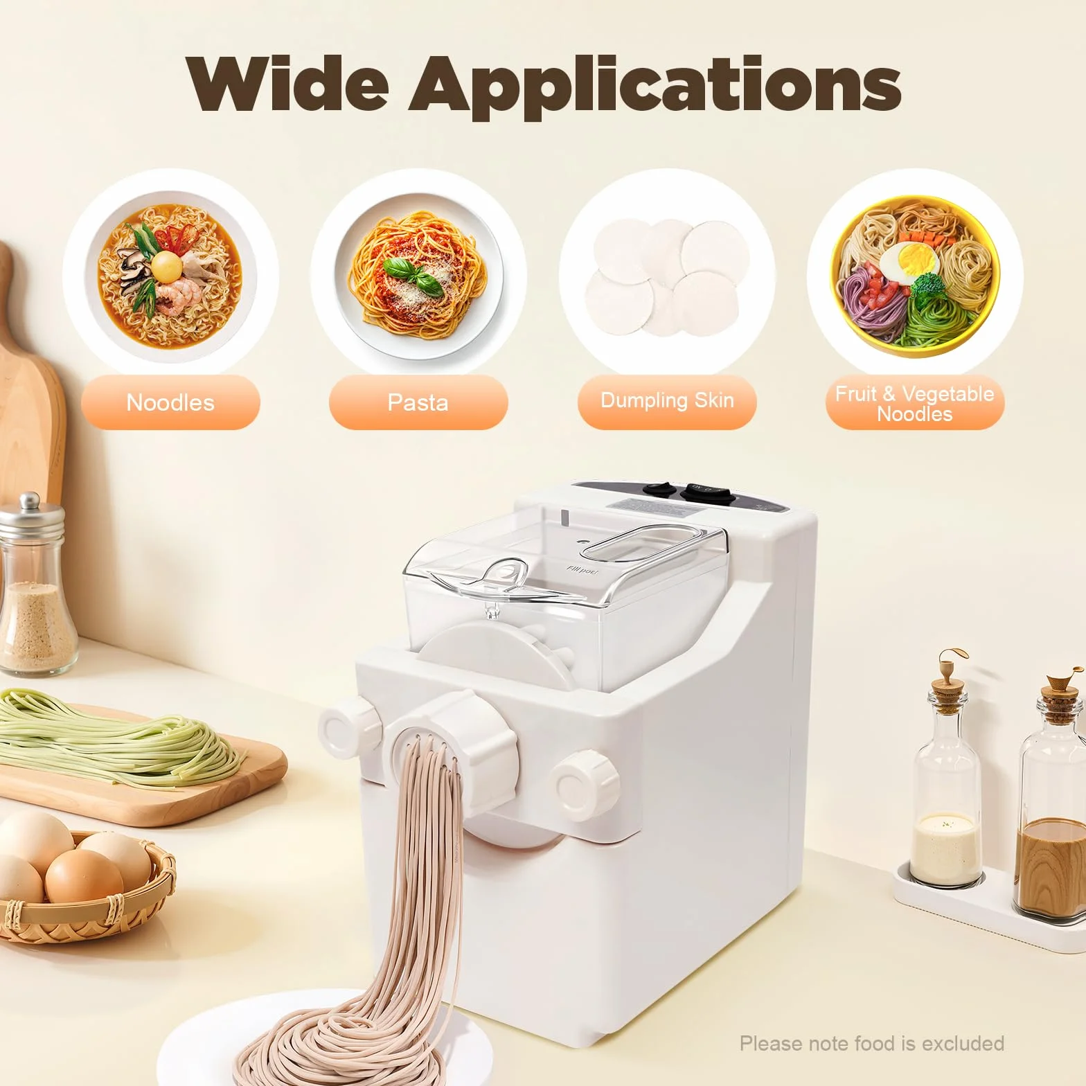 Macchina per la Pasta Elettrica, 260W Completamente Automatica con 9 Trafile, Pasta Maker, Macchina Automatica per Spaghetti, Pasta, Ravioli, Fino a 500g di Farina,Processo di Impastamento di 3 Minuti