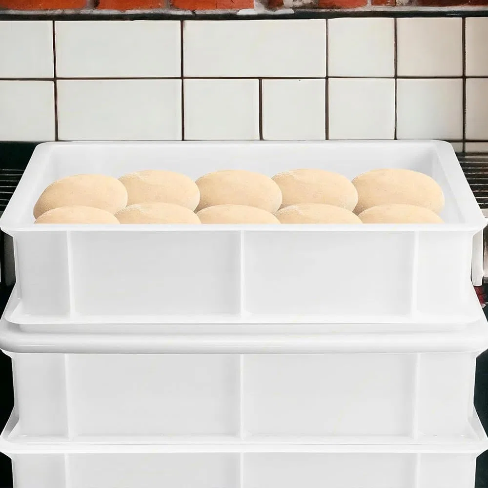 Set 5 Cassette con Coperchio portaimpasti palline Pizza Pane panette 60x40x10 certificata per alimenti VASCHETTA DA FRIGO professionale litri 18 impilabile sovrapponibile PIZZERIA CASEIFICI