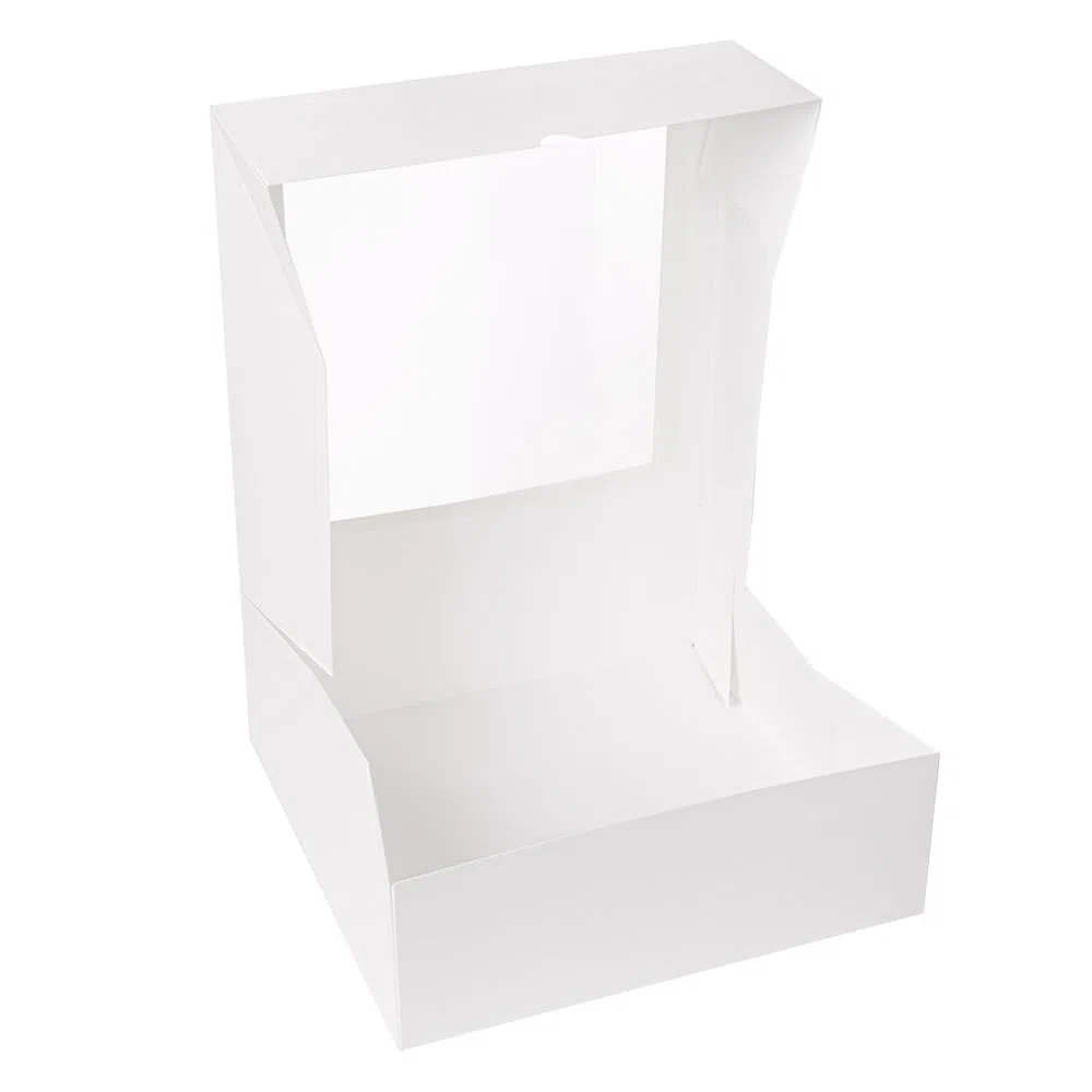 50 pezzi - Scatole per pasticceria con finestra 'Thepack' 250 g/M2 + Opp 28 x 28 x 10 cm bianco cartone ondulato Nano-Micro