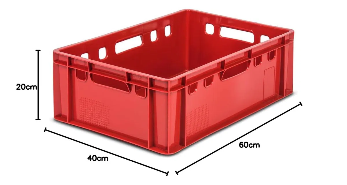 gardivo E2 - Cassette per macellaio, 5 pezzi, 60 x 40 x 20, colore rosso, impilabili, resistenti alla vita, in plastica Eurobox