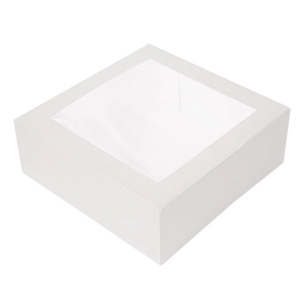 Garcia de Pou 50 pezzi - Scatole Pasticceria con Finestra 'Thepack' 250 G/M2 + Opp 30 x 30 x 8 cm Bianco Cartone Ondulato Nano-Micro
