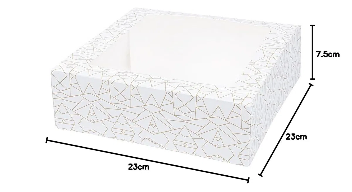 50 pezzi - Scatole per pasticceria con finestra 'Thepack' 250 g/M2 + Opp 23 x 23 x 7,5 cm bianco cartone ondulato Nano-Micro