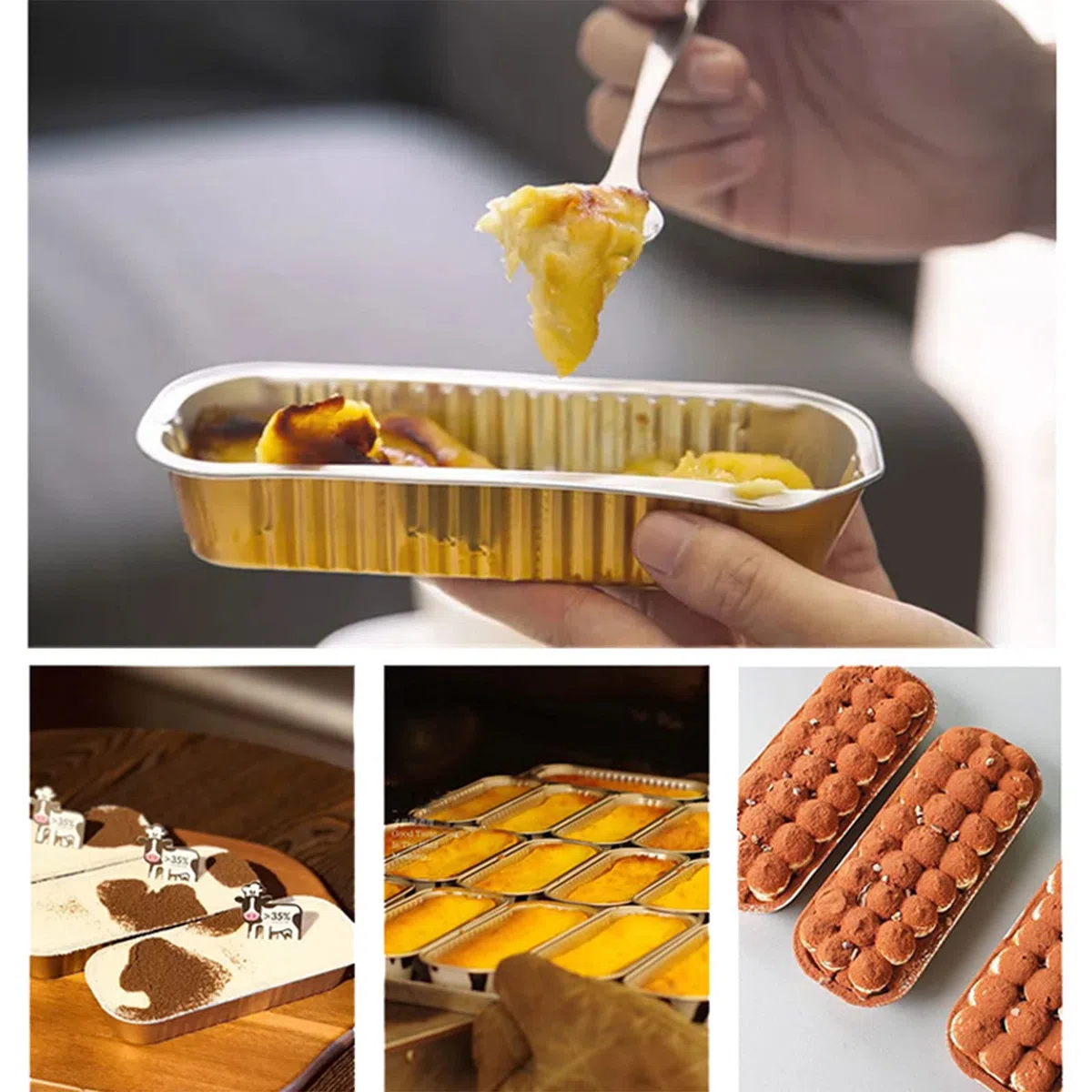 5PCS Scatola di Carta di Latta Friggitrici Ad Aria Forni Domestici Scatole di Carta di Stagno Barbecue Cottura di Alluminio Vassoi Rettangolari di Latta Vassoi