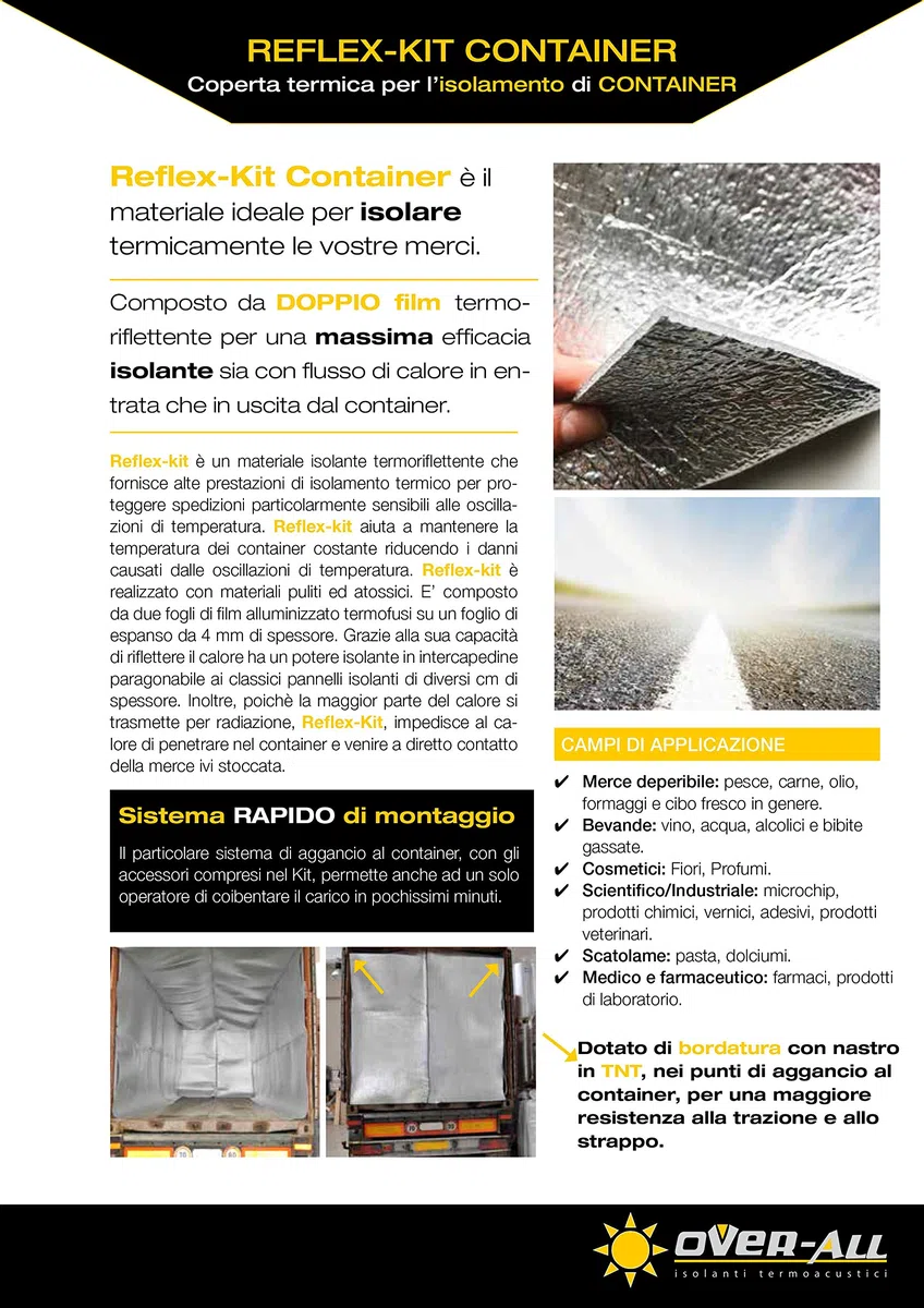 Reflex-Kit Container - coperta termica per container completa di kit di fissaggio e per l'installazione - è il materiale ideale per isolare termicamente le vostre merci. (20 piedi)