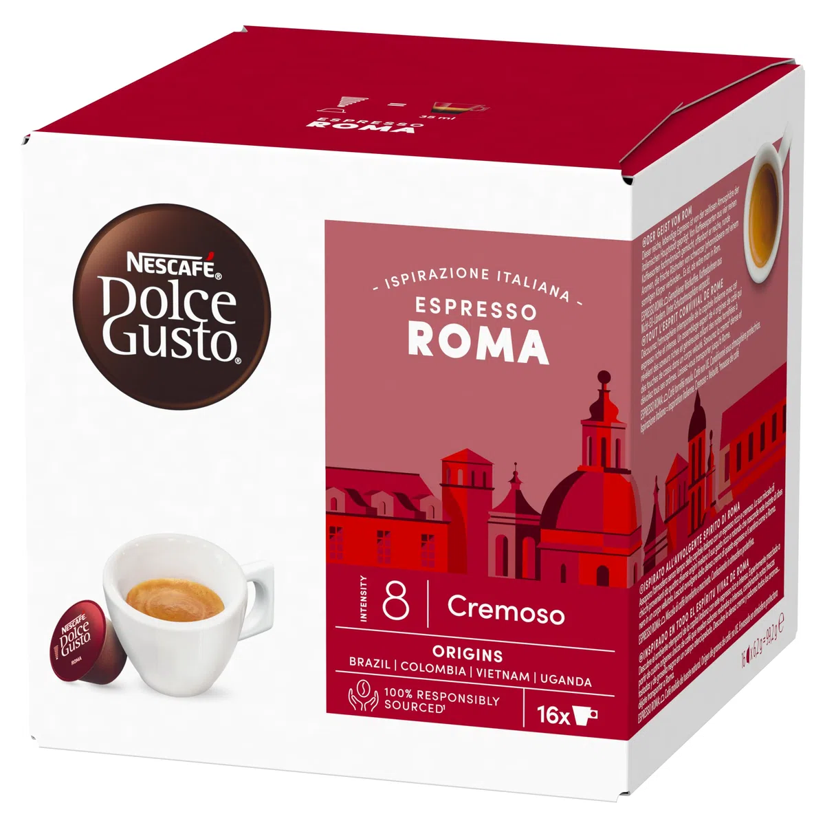 De’Longhi Nescafé Dolce Gusto Genio S Plus – Macchina da Caffè a Capsule Automatica, 15 Bar, Espresso Boost, Hot & Cold, Bundle 32 Capsule: KitKat Cacao & Wafer + Espresso Roma, Nera (EDG315.B)