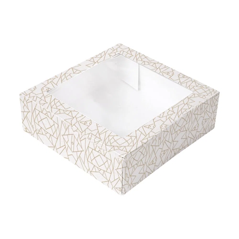 Garcia de Pou 50 pezzi - Scatole Pasticceria con Finestra 'Thepack' 250 G/M2 + Opp 26 x 26 x 8 cm Bianco Cartone Ondulato Nano-Micro