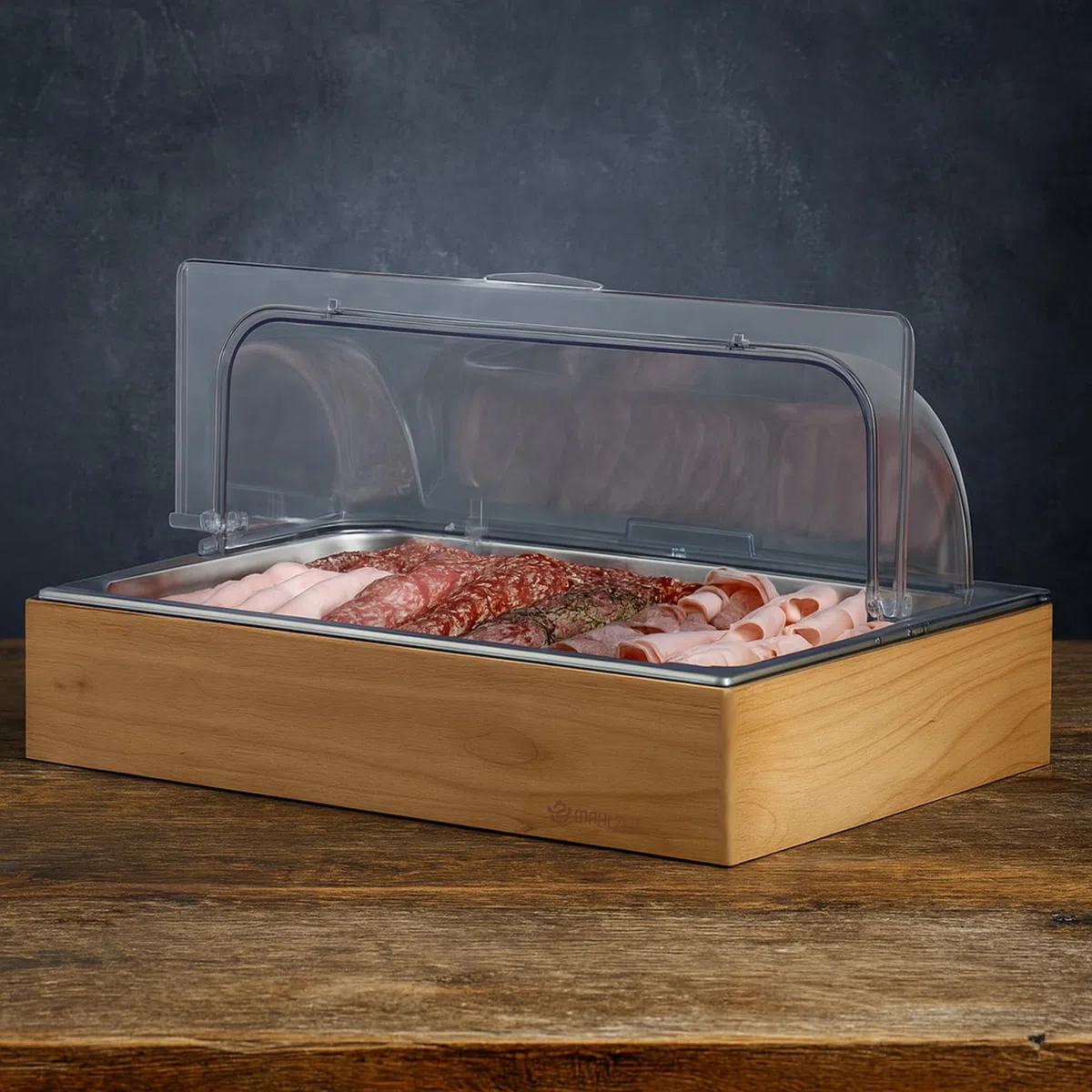 Mahlzeit Vassoio di servizio refrigerante | 53 x 34 x 27 cm | Piastra di raffreddamento GN 1/1 con coperchio | Sistema di vassoio termico con blocco di raffreddamento | Piastra di conservazione con