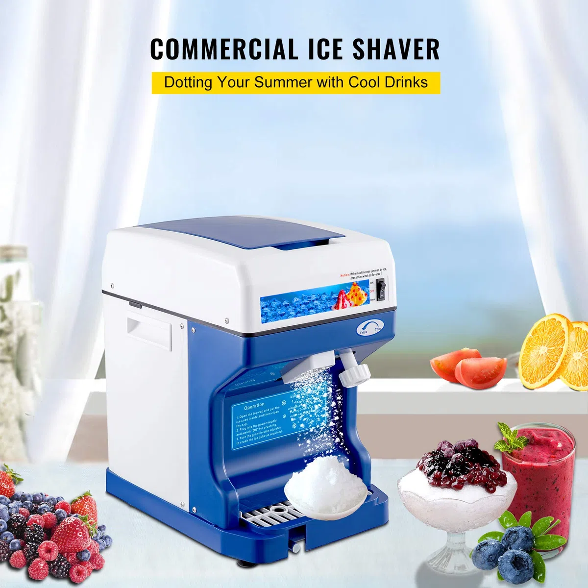VEVOR Macchina per Ghiaccio 120kg/H da Tavolo per Granita Frappè Sorbetto Commerciale, Macchina Ghiaccio a Scaglie Bevande Dolci Fresche 250W per Bar Gelateria Ristorante Panificio