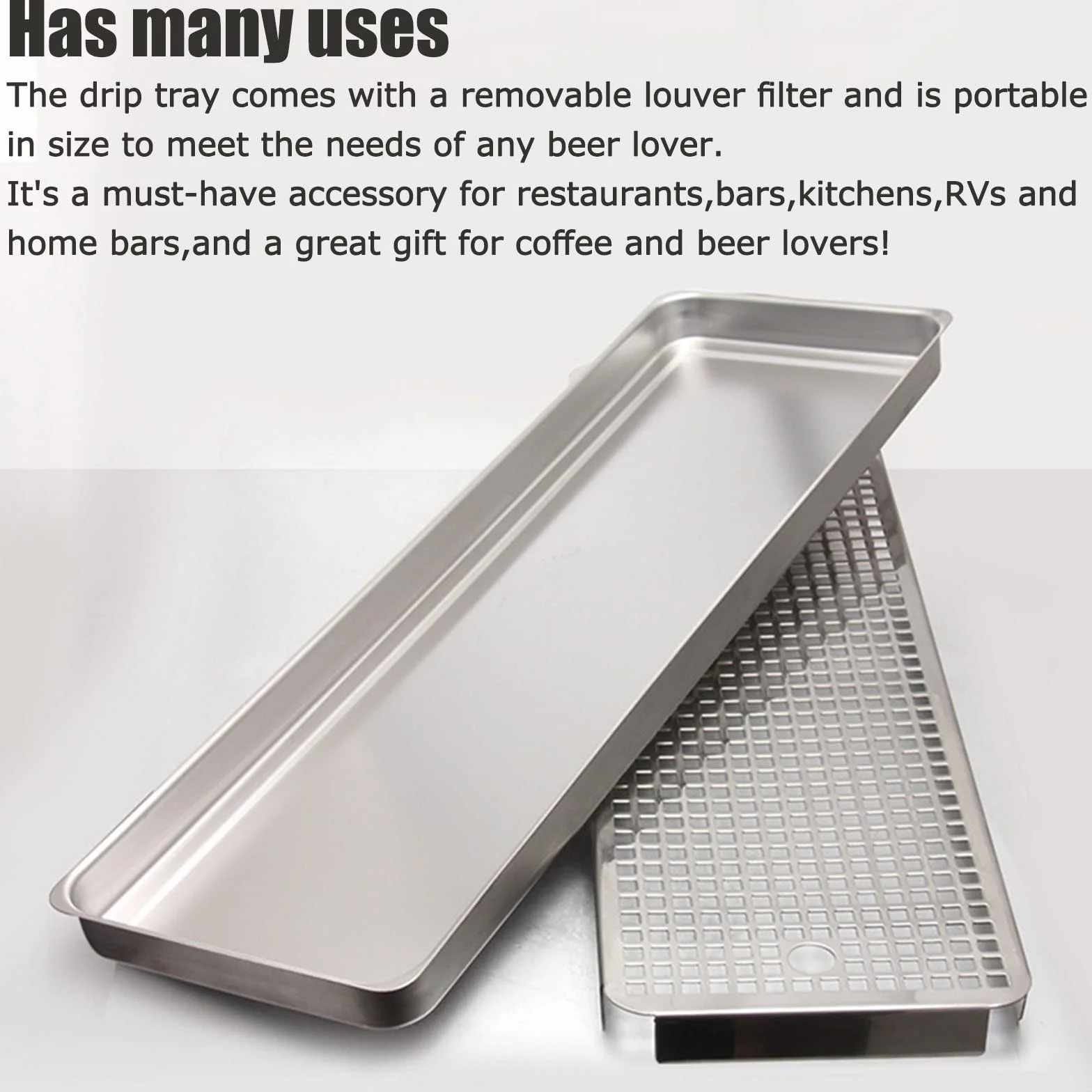 Vassoio Antigoccia per Birra in Acciaio Inossidabile,Vassoio Raccogligocce in Acciaio Inox per Bar,Pub,Bancone E Spillatore,Staccabile,60cm