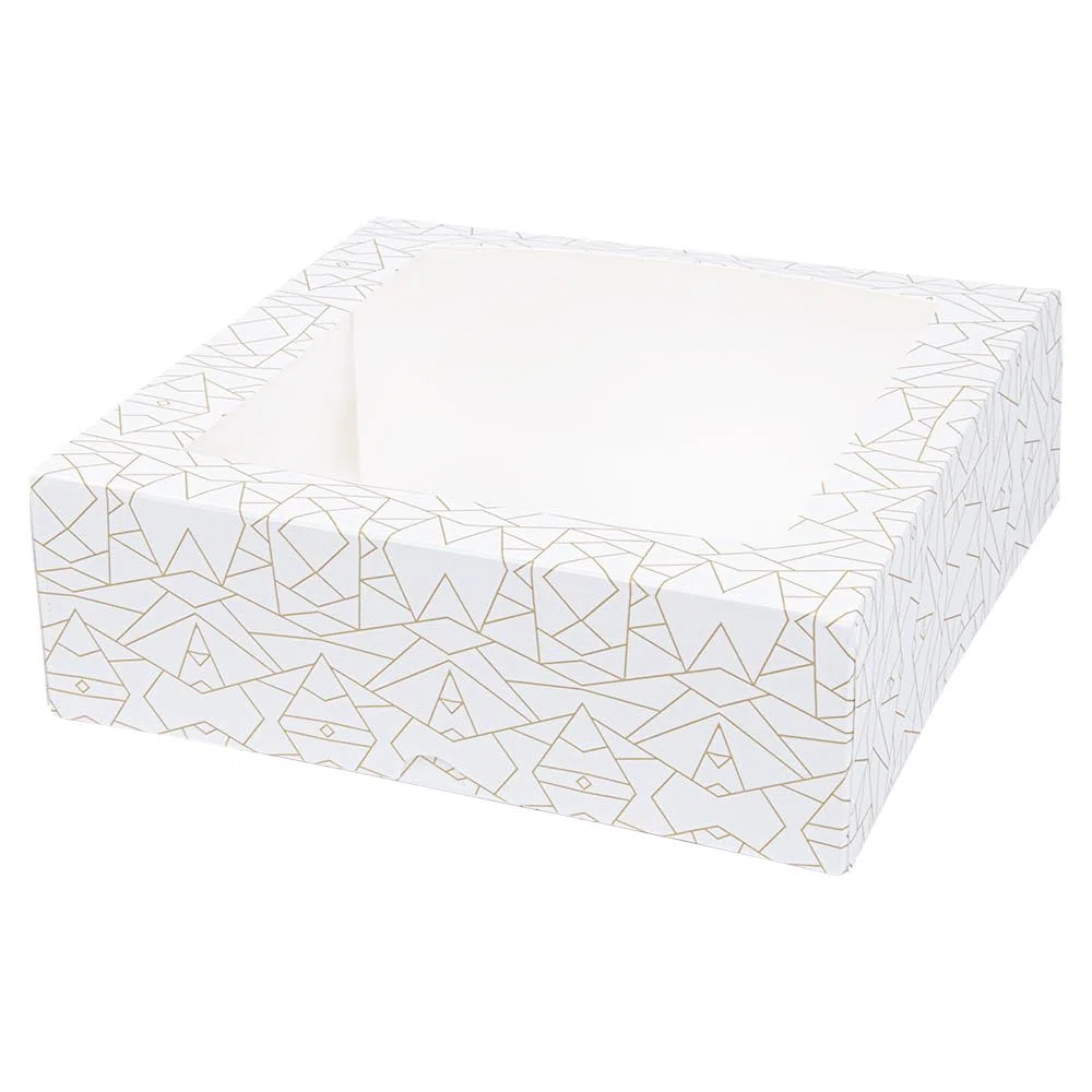 50 pezzi - Scatole per pasticceria con finestra 'Thepack' 250 g/M2 + Opp 23 x 23 x 7,5 cm bianco cartone ondulato Nano-Micro