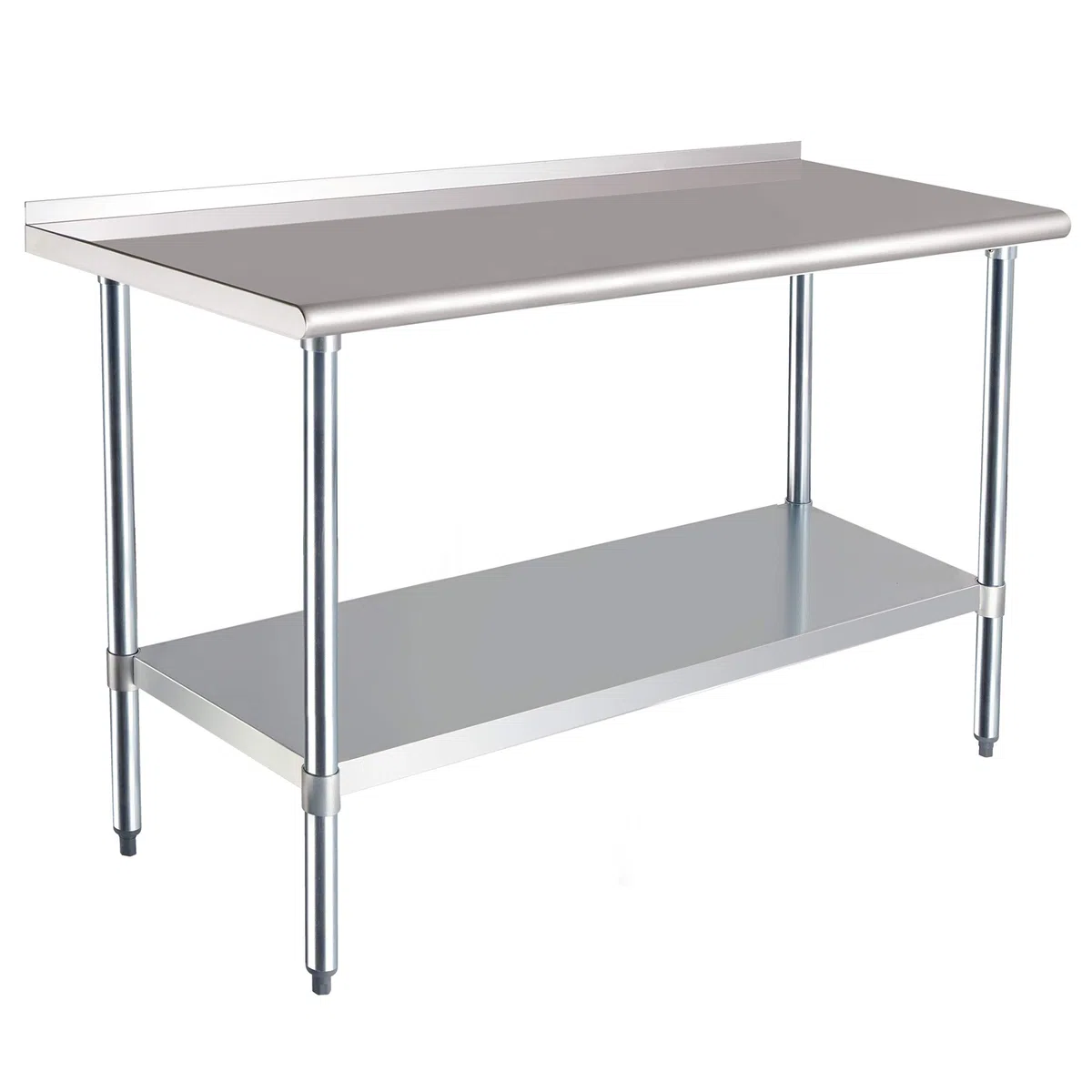 Amazon Basics Tavolo da lavoro in acciaio inossidabile con paraschizzi, certificato NSF, 61 x 152 cm, Argento