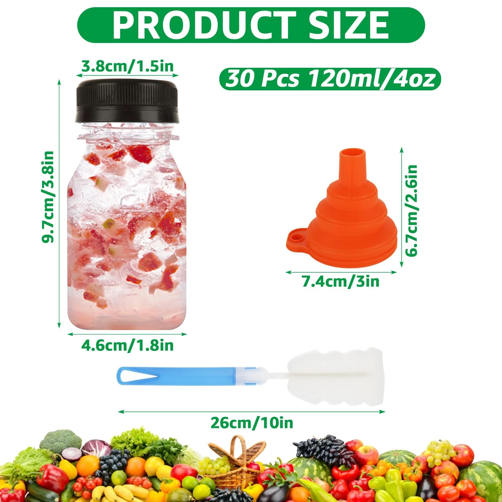 Plastic Juice DAJAVE - Set di 30 barattoli per spezie, 120 ml, rettangolari con coperchio e etichette, per conservare spezie, spezie, contenitore per spezie, contenitore per spezie