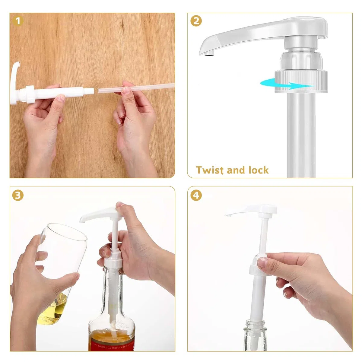 6 Pezzi Dispenser a Pompa per Sciroppo, Dispenser Di Sciroppo Per Drink Succhi, Dispenser per Sciroppi, per Bottiglie da 500 ml a 1000 ml, Viene Fornito con Tubi Lunghi (Bianco)