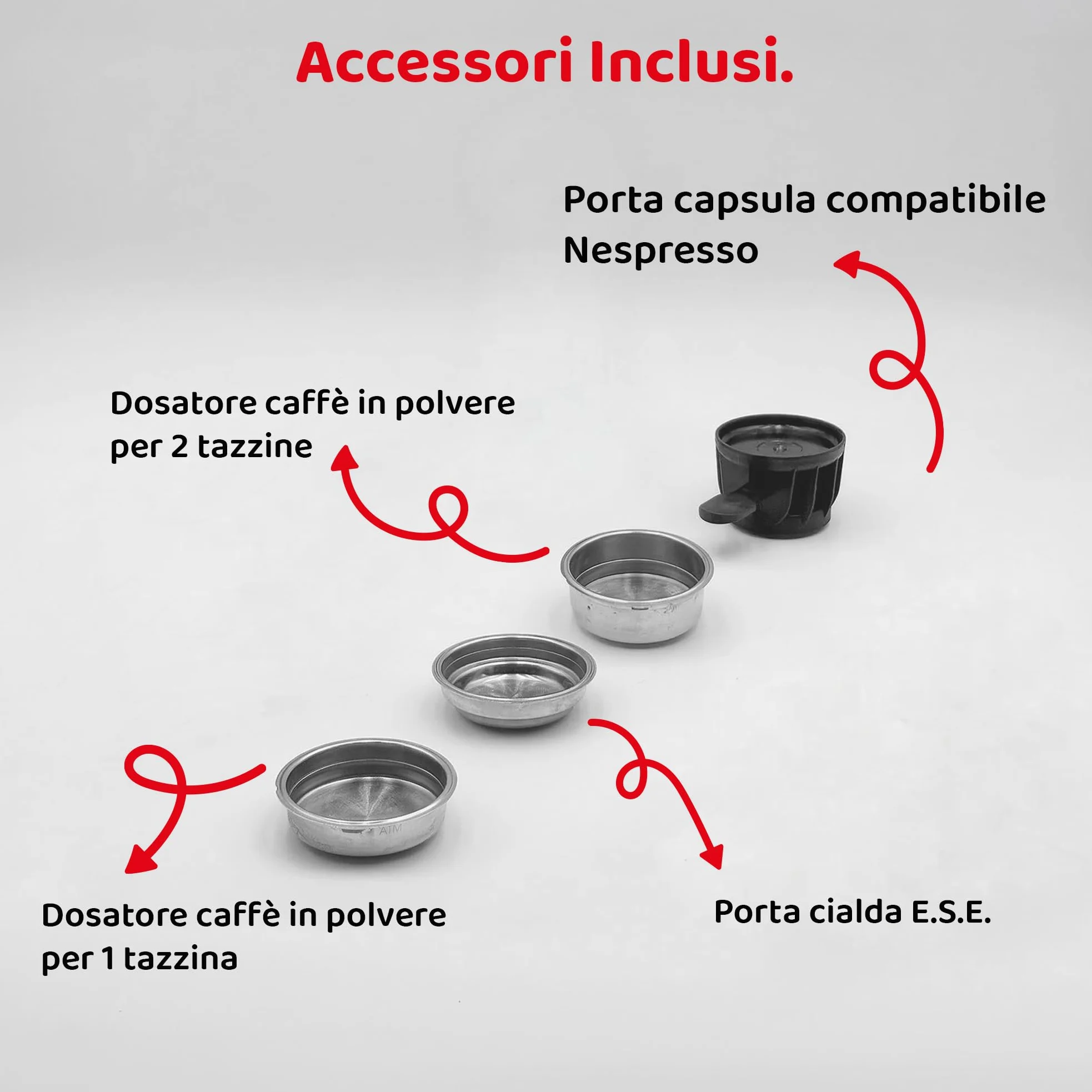 Aromatica Plus Macchina da Caffè Espresso 3 in 1 | Compatibile con Cialde E.S.E., Capsule e Caffè in Polvere | 15 Bar, Serbatoio 1,2L, Montalatte Manuale per Cappuccino