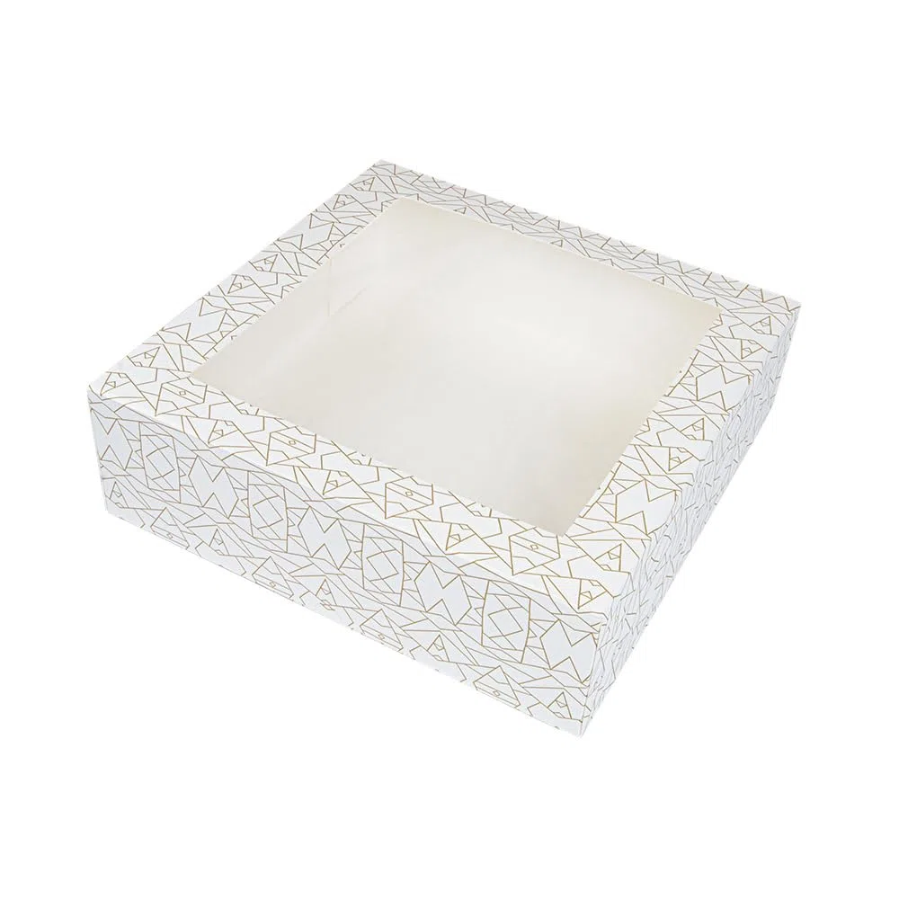 50 pezzi - Scatole per pasticceria con finestra 'Thepack' 250 g/M2 + Opp 32 x 32 x 10 cm bianco cartone ondulato Nano-Micro
