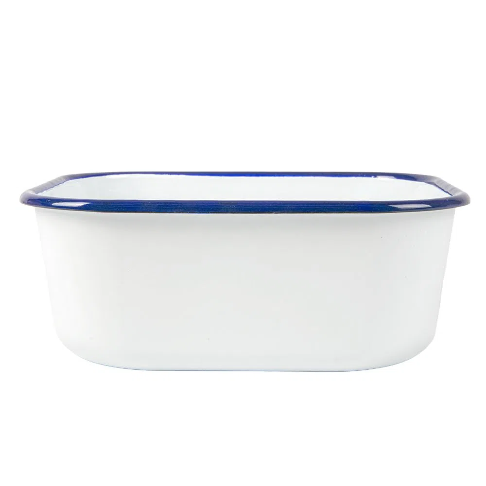 3 unità - Contenitori con coperchio 'Enamelware' 2100 ml 23,5 x 19 x 9 cm bianco ferro smaltato