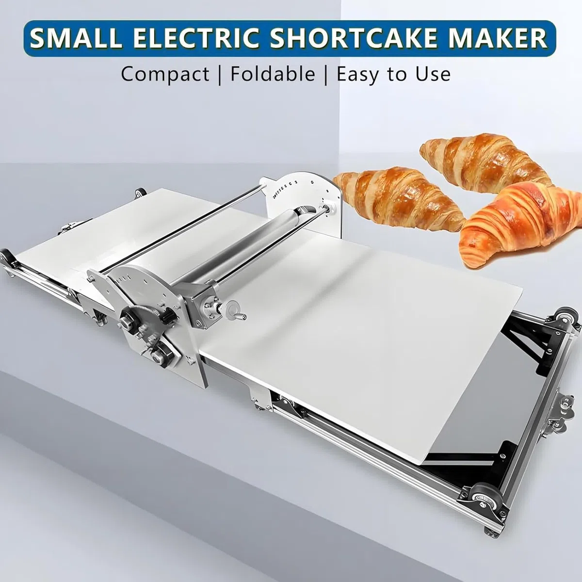 Professionale Sfogliatrice Elettrica per Pasta, Sfogliatrice Pasticceria Elettrico in Acciaio Inox con Impostazioni di Spessore Regolabili da 2 a 30mm, Laminatrice per Croissant e Pastas Sfoglia