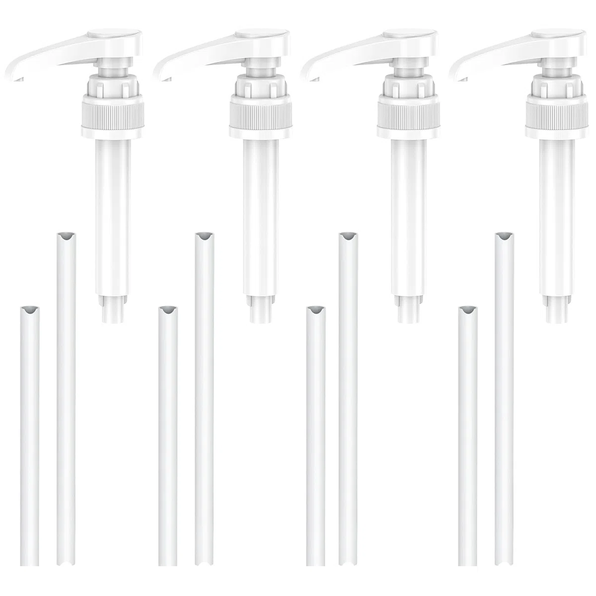 4 Pezzi Dispenser a Pompa per Sciroppo, Dispenser Di Sciroppo Per Drink Succhi, Dispenser a Pompa, per Bottiglie da 500 ml a 1000 ml, Viene Fornito con 4 Tubi Lunghi e 4 Tubi Corti