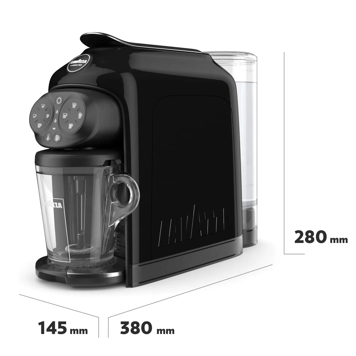 Lavazza, A Modo Mio Macchina per Caffè Deséa Black con 88 Capsule Crema e Gusto Assortite, Macchina per Espresso 1500 W, 220-240 V, 50/60 Hz, Capacità Max 10 Capsule di Caffè e 1.1 Litri d'Acqua