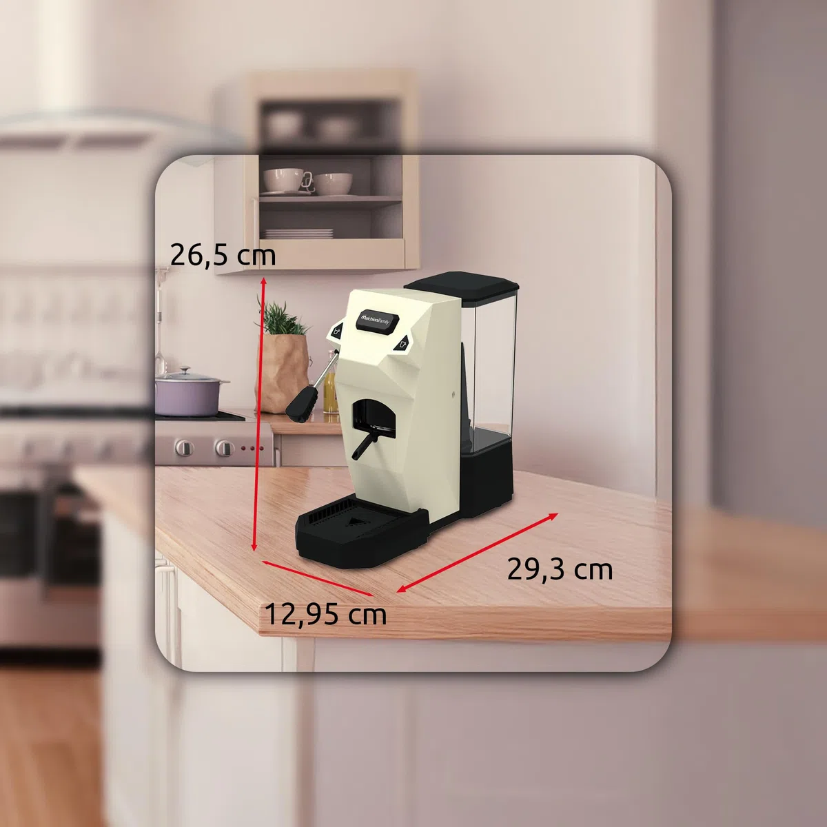 Melchioni Family | CIALDINA Macchina Caffè Espresso compatibile con Cialde E.S.E., 15 Bar, Serbatoio 1L, 2 Pulsanti Espresso e Lungo, Pompa Italiana, 550W