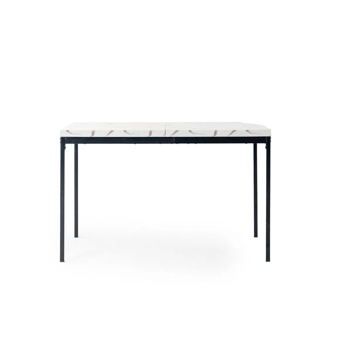 HOMYLIN Tavolo da caffetteria scolastica da 120 cm, con piano in finto marmo laminato e struttura in metallo, tavolo da pranzo resistente per studenti e personale, bianco