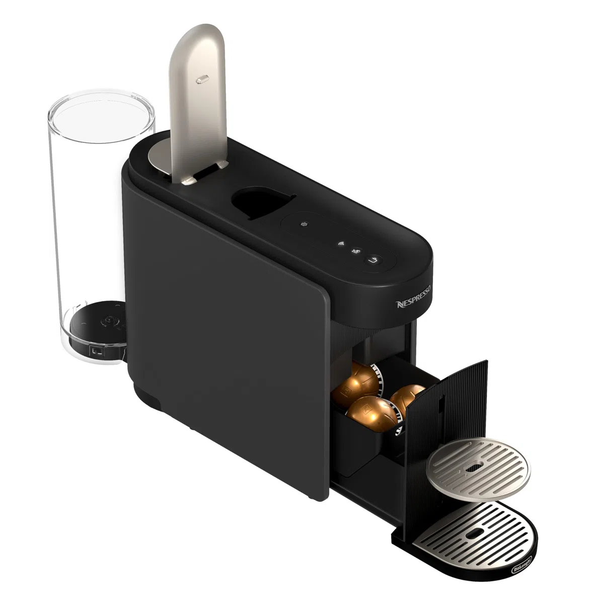Nespresso De'Longhi Vertuo Up – Macchina da Caffè in Capsule con 6 Formati Tazza, Tecnologia Centrifusion, Riscaldamento Rapido, Serbatoio 1.4L,Modalità Creazioni, Design Compatto,Grigia (ENV200.GY)