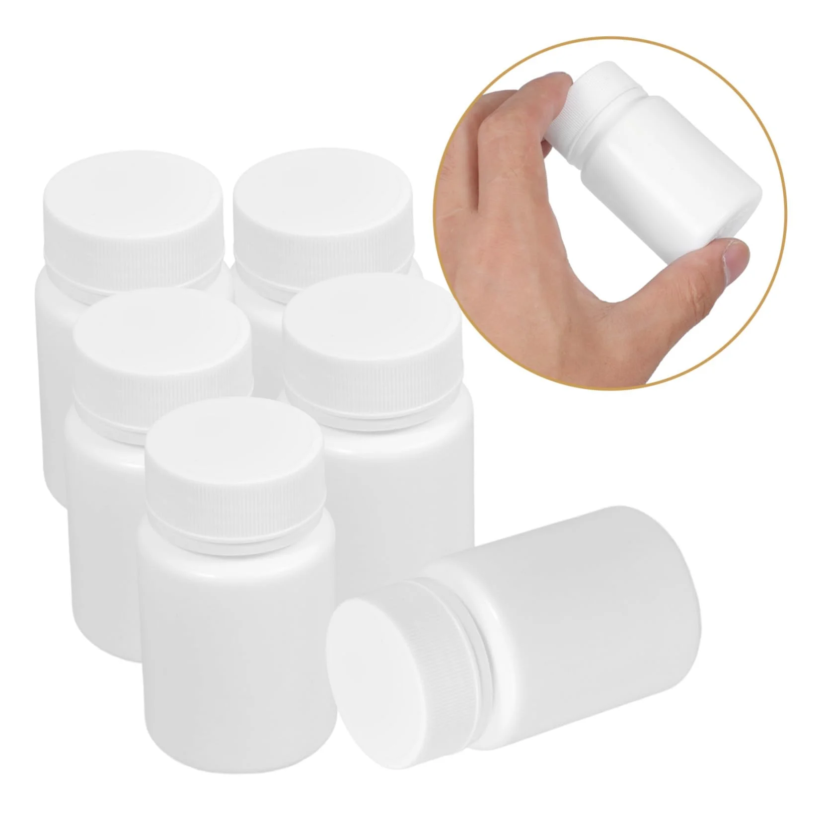 COLLBATH 20 Bottigliette da Viaggio in Plastica Bianca Hdpe 50ml con Tappo a Vite, Bottiglie Sigillate per Pillole e Caramelle, per Esterni e Viaggi