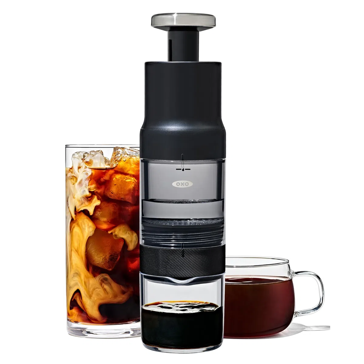 OXO Brew Rapid Brewer - Caffettiera manuale portatile, filtro in acciaio inossidabile integrato, resistenza regolabile, compatta e leggera, non sono necessari cialde o filtri di carta
