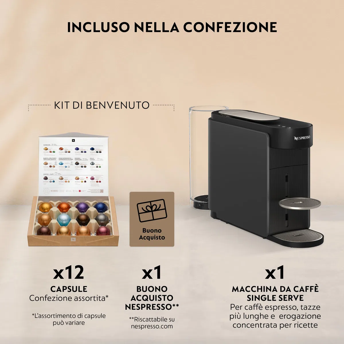 Nespresso De'Longhi Vertuo Up – Macchina da Caffè in Capsule con 6 Formati Tazza, Tecnologia Centrifusion, Riscaldamento Rapido, Serbatoio 1.4L,Modalità Creazioni, Design Compatto,Grigia (ENV200.GY)