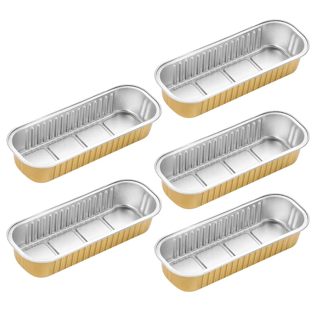 5PCS Scatola di Carta di Latta Friggitrici Ad Aria Forni Domestici Scatole di Carta di Stagno Barbecue Cottura di Alluminio Vassoi Rettangolari di Latta Vassoi