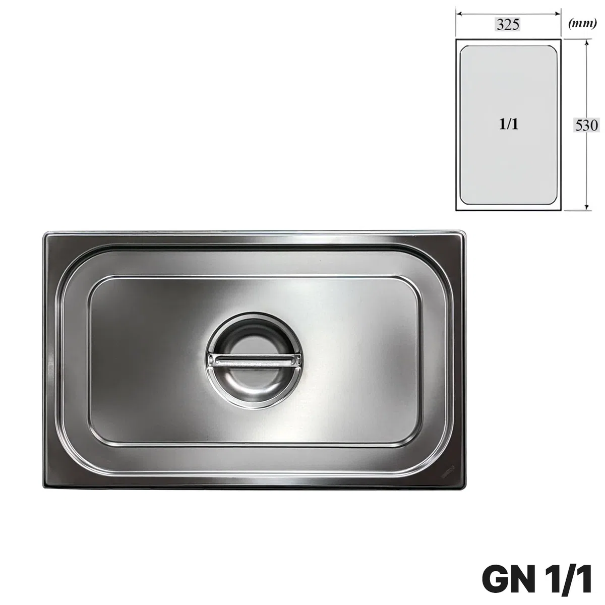 Comas Coperchio Gastronorm per Contenitori Vaschette Teglie, Acciaio Inox, con Manico Centrale - Lavabile in Lavastoviglie, Disponibile in Diverse Misure Secondo Standard Gastronorm (GN 1/1)