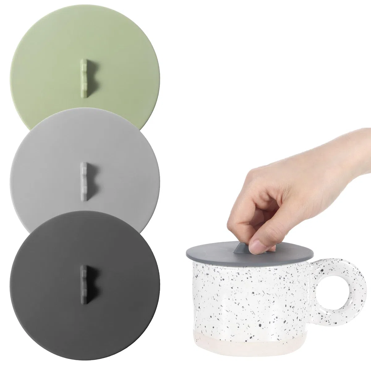 3 coperchi in silicone per tazze di vetro colorati universali riutilizzabili per uso alimentare, antipolvere, ermetici, anti-polvere, chiusura ermetica per tazze, tazze da caffè