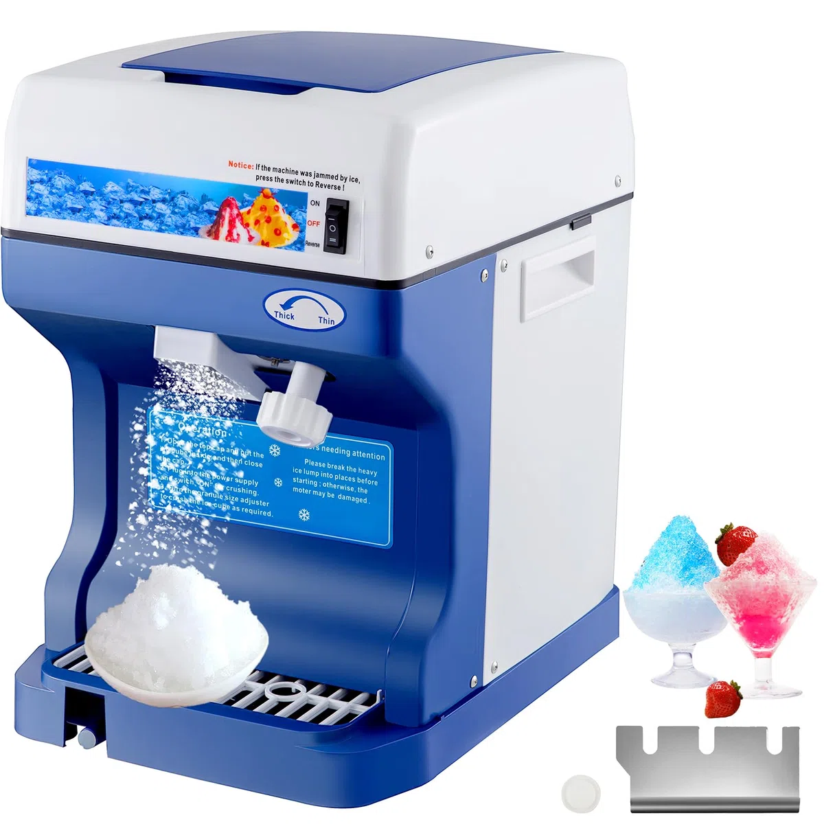 VEVOR Macchina per Ghiaccio 120kg/H da Tavolo per Granita Frappè Sorbetto Commerciale, Macchina Ghiaccio a Scaglie Bevande Dolci Fresche 250W per Bar Gelateria Ristorante Panificio