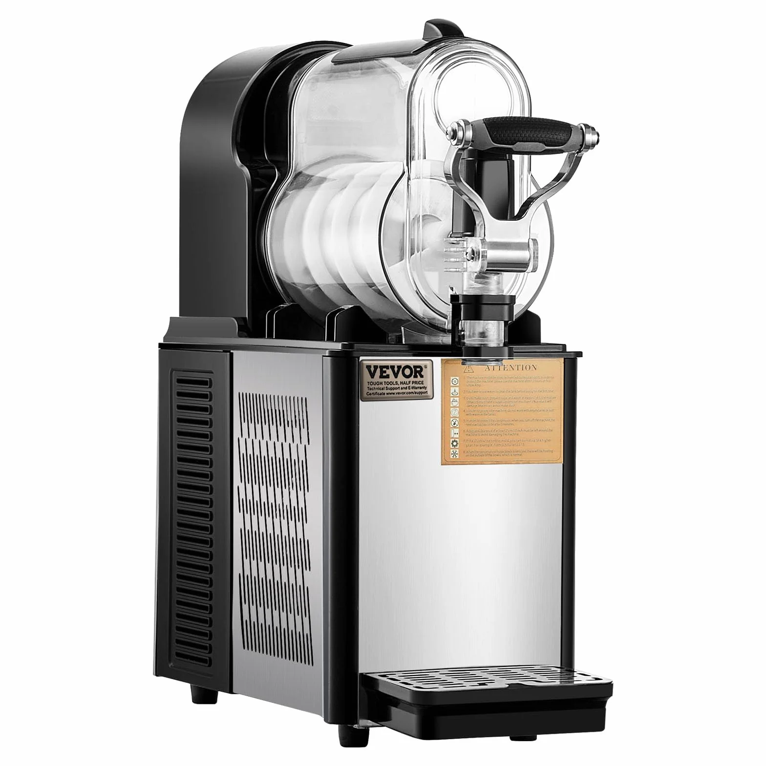VEVOR Macchina per Bevande Ghiacciate Fredde Commerciale, Macchina per Bevande Ghiacciate Serbatoio Singolo 3 Litri, Macchina per Frullati in Acciaio Inox, Macchina per Bevande Fredde Bar Hotel