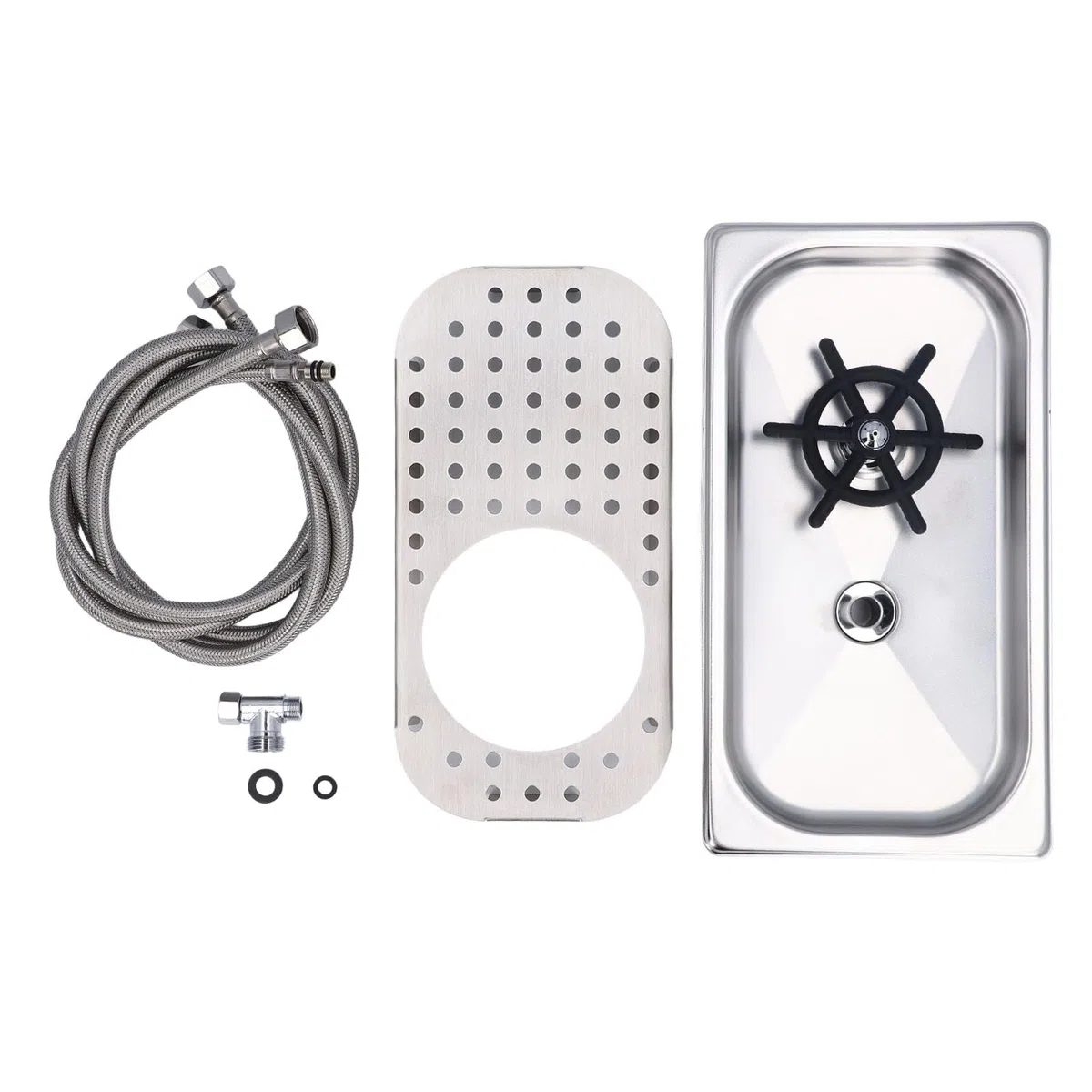 Sciacquatrice per Bicchieri, Lavatazze Sciacquatrice per Brocca Lavaggio Automatico della Tazza in Acciaio Inossidabile con Scarico a Spruzzo Laterale e Vassoio Antigoccia per
