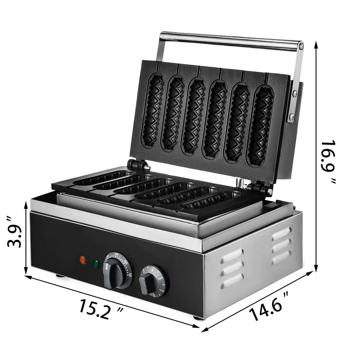 VEVOR 1500W Lolly Waffle Maker Lecca Commerciali 6 pezzi Waffle Maker Antiaderenti Hot Dog Waffle Maker 220V Macchina per Waffle in Acciaio inossidabile