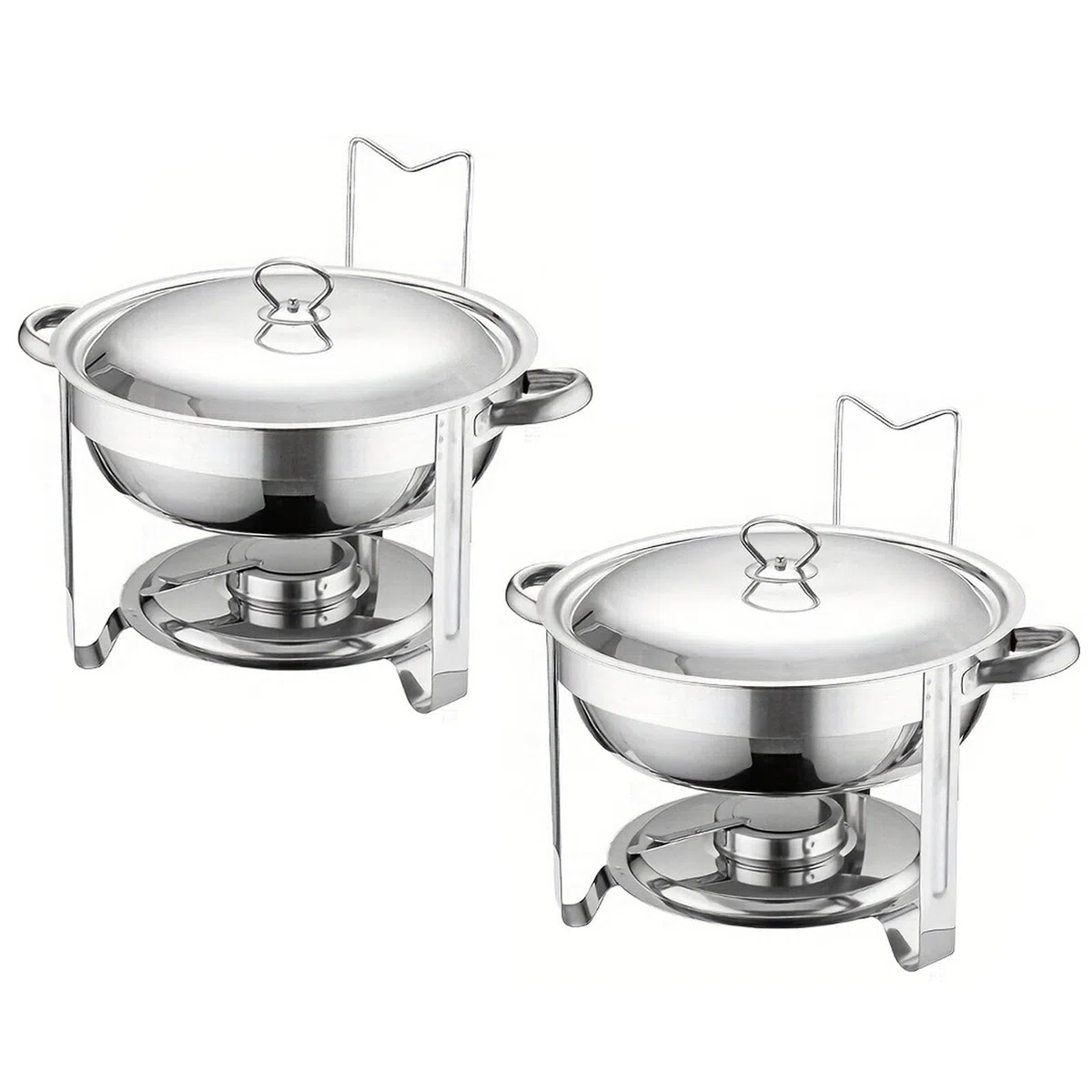Chafing Dish Buffet - Set di 2 ciotole rotonde in acciaio inox con porta coperchio, design impilabile per feste, Natale, eventi di catering