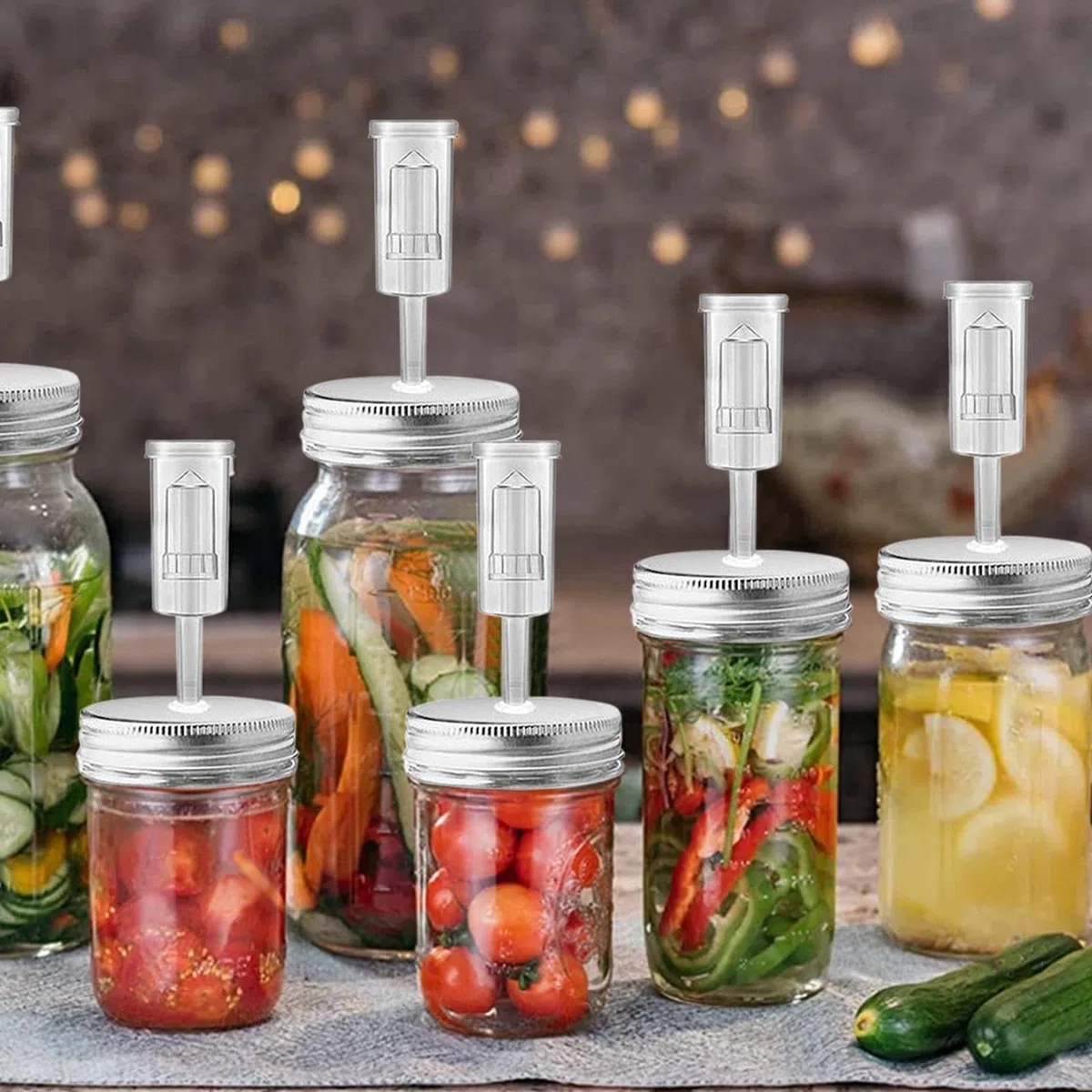 4 Coperchi Per Fermentatore, Gorgogliatore Fermentazione, Coperchi Per Barattolo Fermentazione Masons Jar Fermentation Lids 70mm (barattoli Non Inclusi)