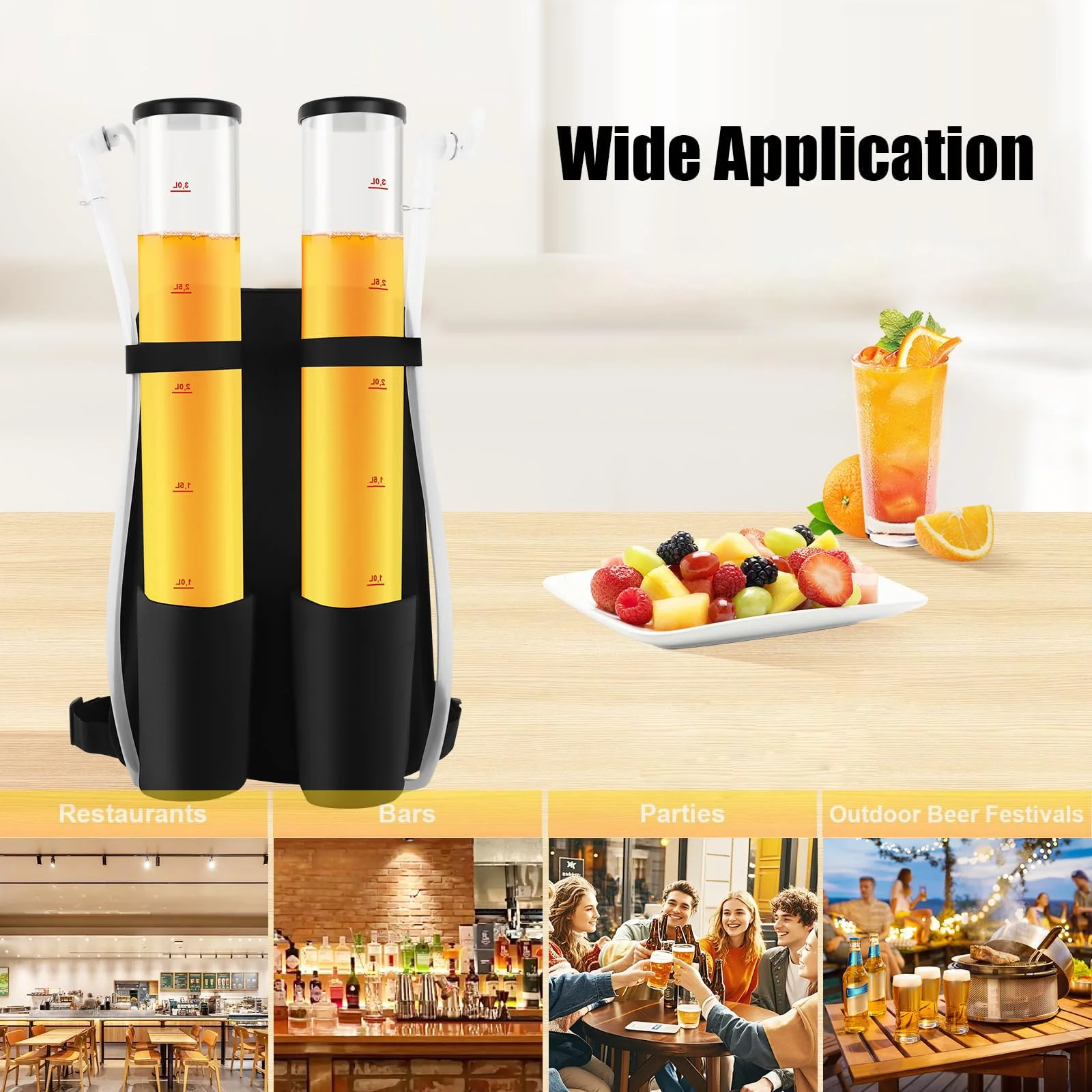 Trasparenza Zaino Acrilico Liquido Dispenser 6L Capacità Doppio Beccuccio Sistemi per Attività All'aperto Viaggio Fibra Birra Dispensing Zaino