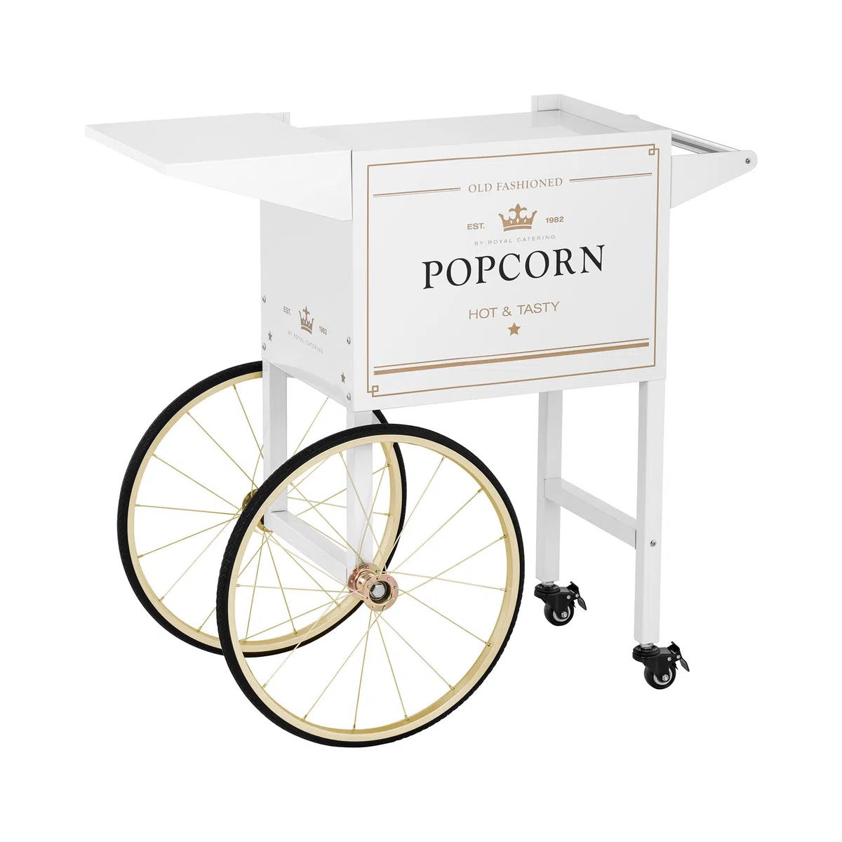 Royal Catering Carretto Per Macchina Per Pop Corn Carrello Pop-Corn RCPT-WGWG-1 (Bianco/Oro, 88 cm, 4 ruote)
