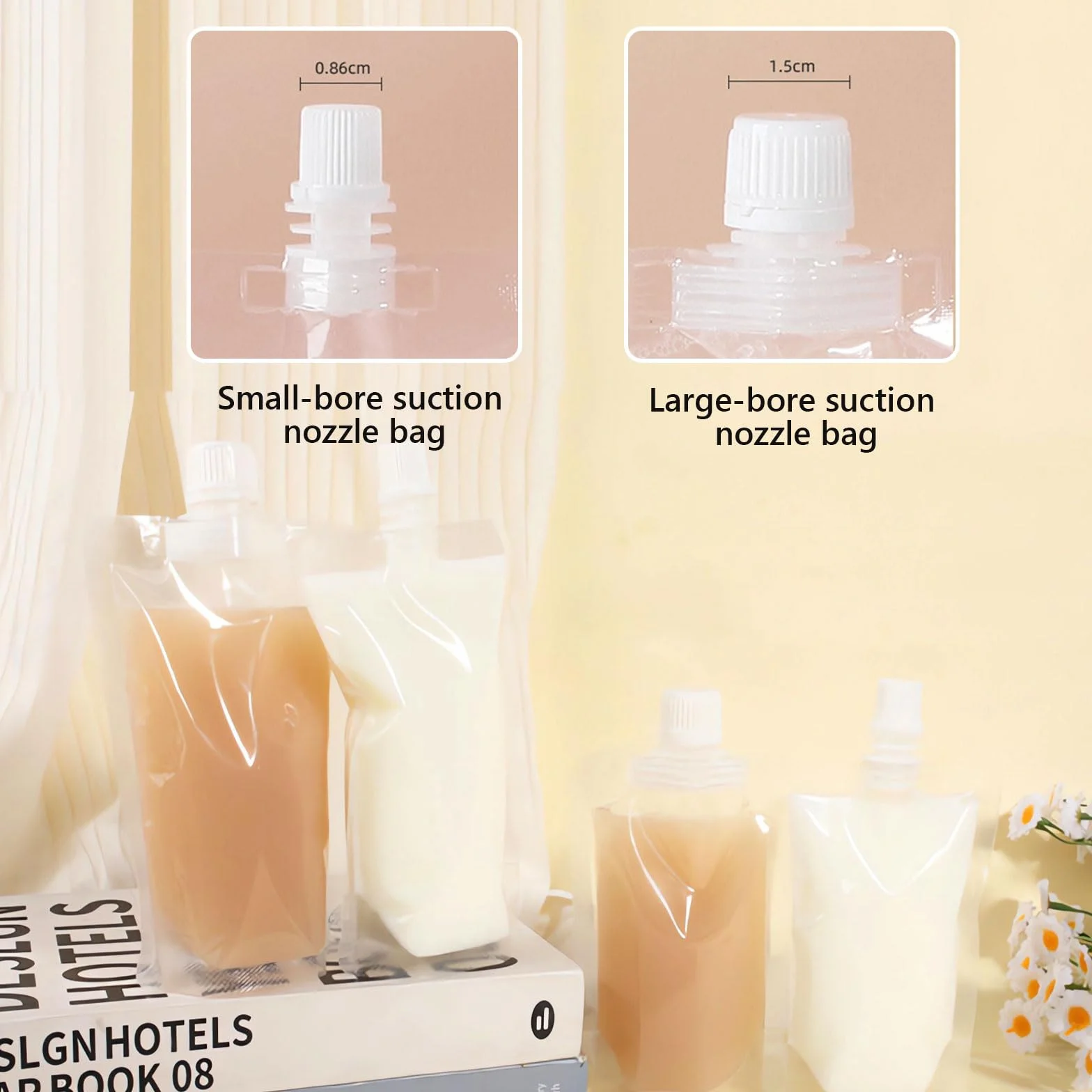 Dreamil 20 sacchetti per succo in plastica trasparente, sacchetti per bevande riutilizzabili, a prova di perdite, sacchetti per succhi autoportanti per feste, viaggi, picnic, sport all'aria aperta.