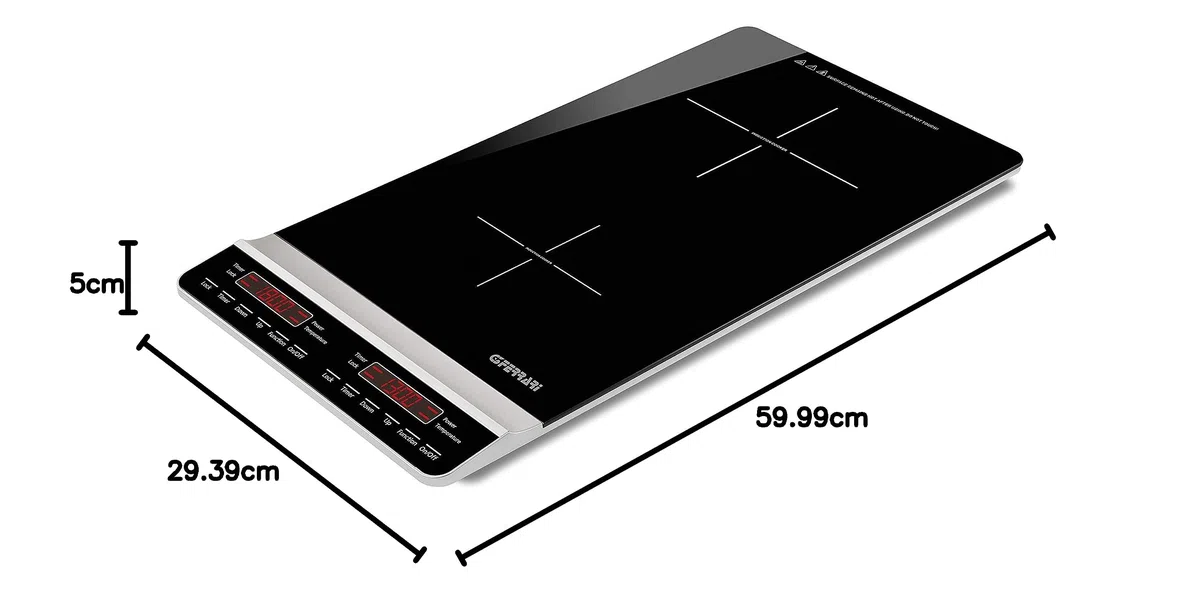 G3 Ferrari G10139 Dinamiko Deep Piastra ad Induzione Doppio Verticale, Design Slim 50cm, Timer 3 ore, 3100 W, Vetro, Regolazione potenza, Comandi Soft-touch