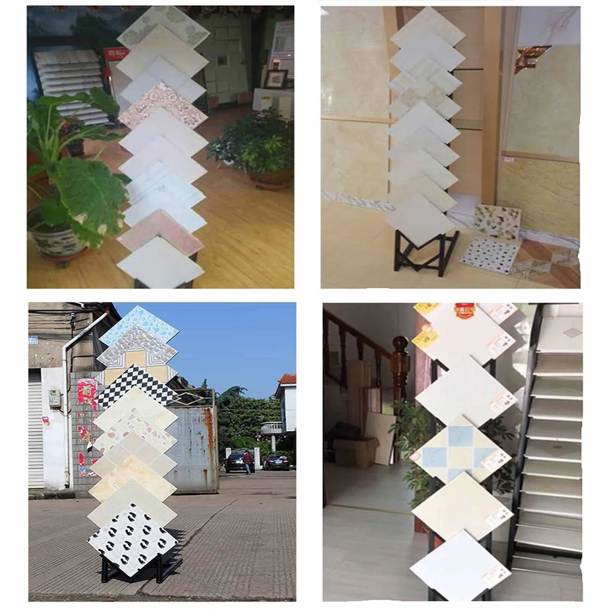 Cremagliere per marmo e piastrelle Portacampioni da pavimento in legno con 24 slot per schede, Campione commerciale indipendente porta stand per negozi centri commerciali, Rack di stoccaggio per skate