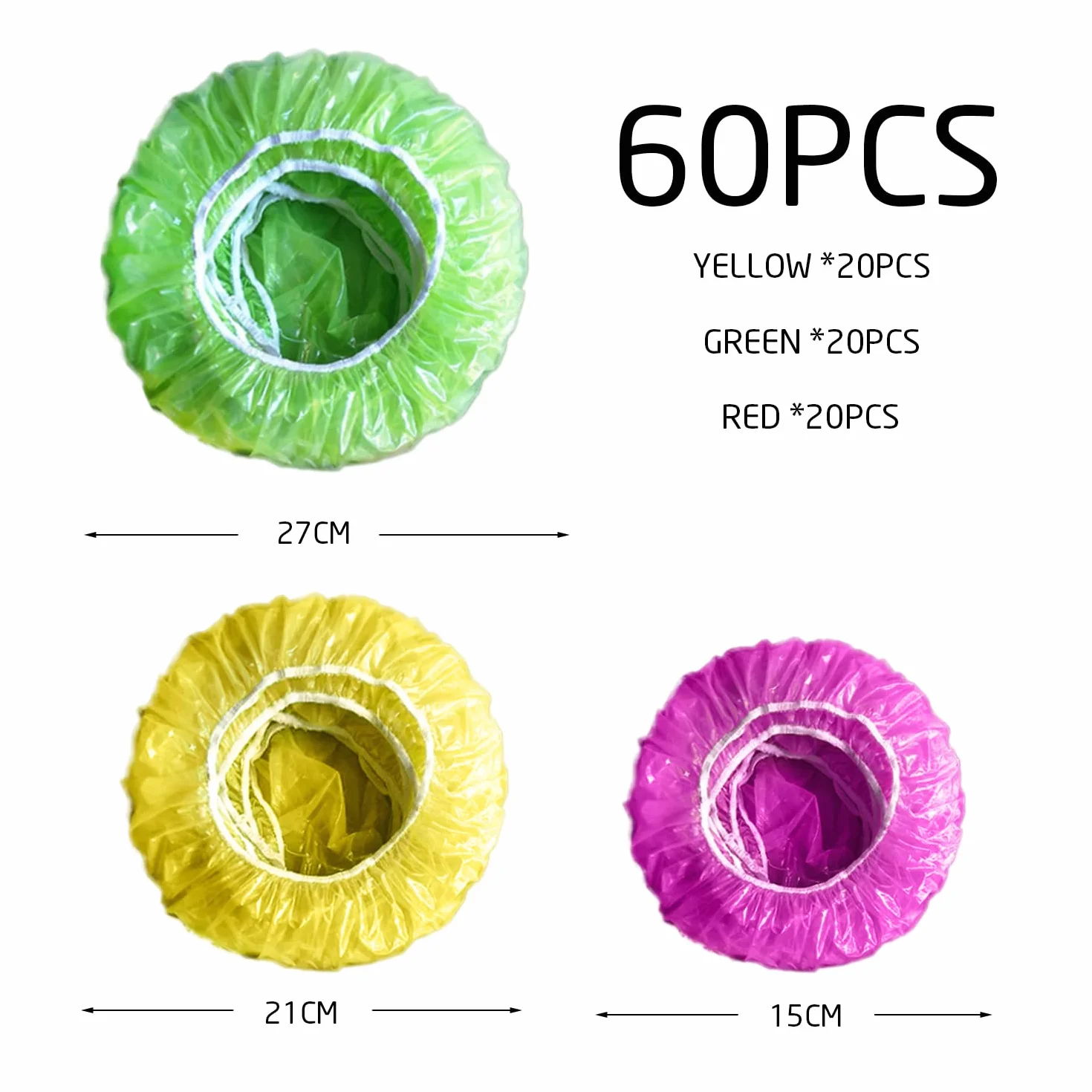 Coperchi per ciotole in plastica da 60 pezzi, coperchi per alimenti in plastica morbida grandi, medi e piccoli per frutta e verdura per prevenire la polvere e mantenerli freschi