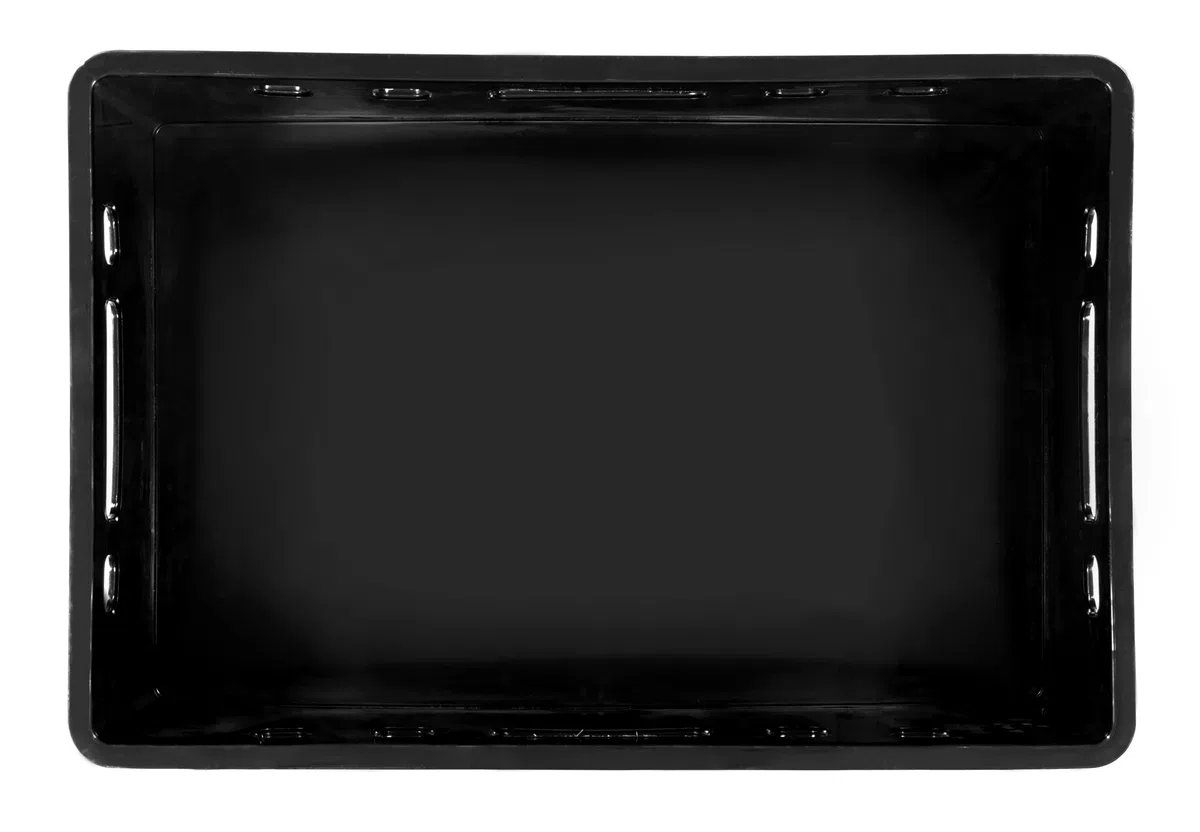 Set di 10 Casse Cassette Cestini Agricoli Jestic E2 | 60x40x20 cm | per Carne Pesce Frutta Verdura Dura Utensili Piante | CE 1935/2004 | Impilabili | Nere | in Plastica