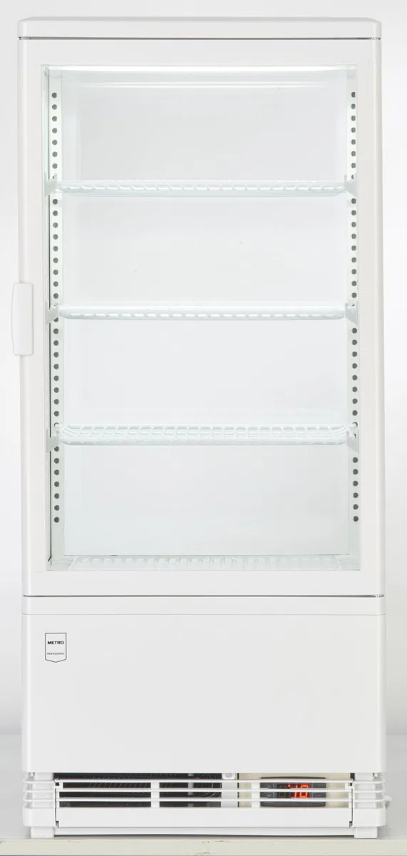 METRO Professional Vetrina Refrigerata GGC2078, Plastica/Vetro, 78 L, Termostato Digitale, Illuminazione LED, 3 Ripiani Regolabili, Bianco