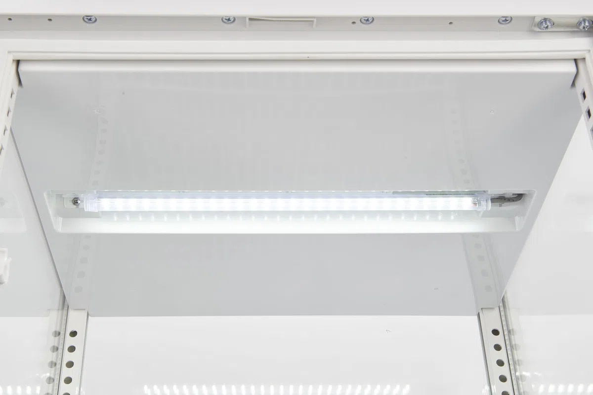 METRO Professional Vetrina Refrigerata GGC2078, Plastica/Vetro, 78 L, Termostato Digitale, Illuminazione LED, 3 Ripiani Regolabili, Bianco