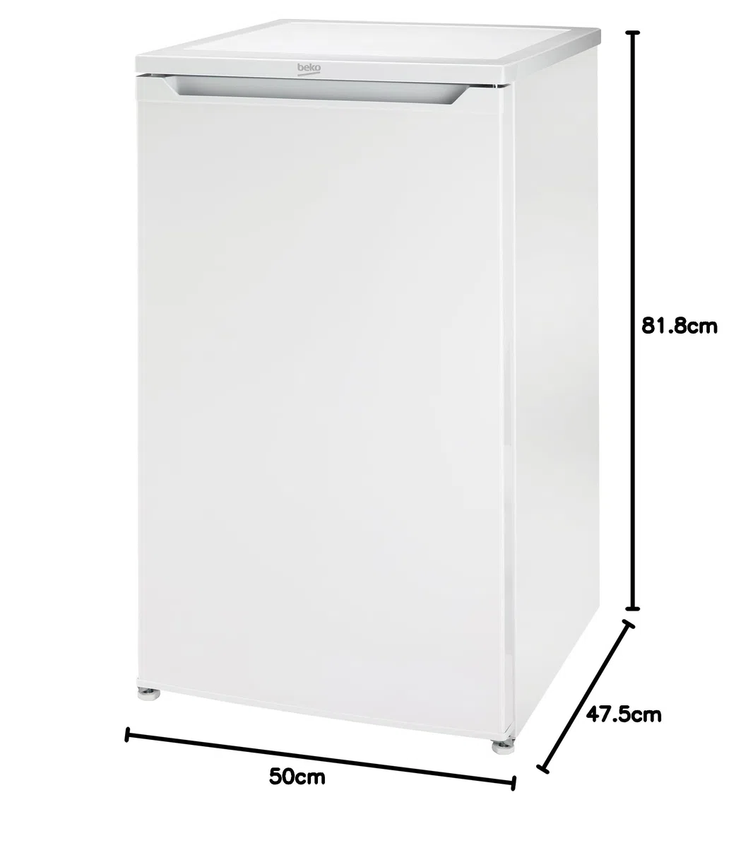 Beko - TS190040N - Frigorifero Sottotavolo, Classe E, Statico, Volume Totale Netto: 88 litri, Controllo Meccanico, Colore Bianco, 38dBA, Dimensioni HxLxP:81,8x47,5x50,0